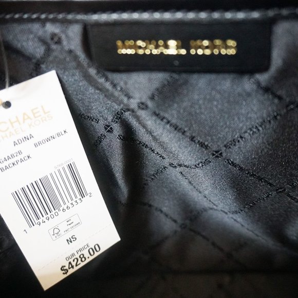 Michael Kors Adina Medium Backpack MK Graphic Logo Brown Black